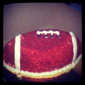 Red Velvet Football Cake